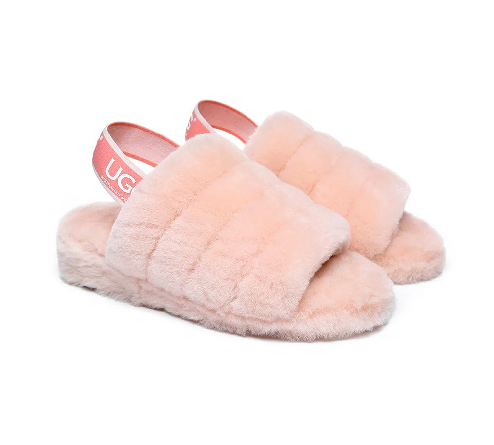 Women Fluffy Slide Sheepskin Wool Nonslip Sandals Puffy - Image 3