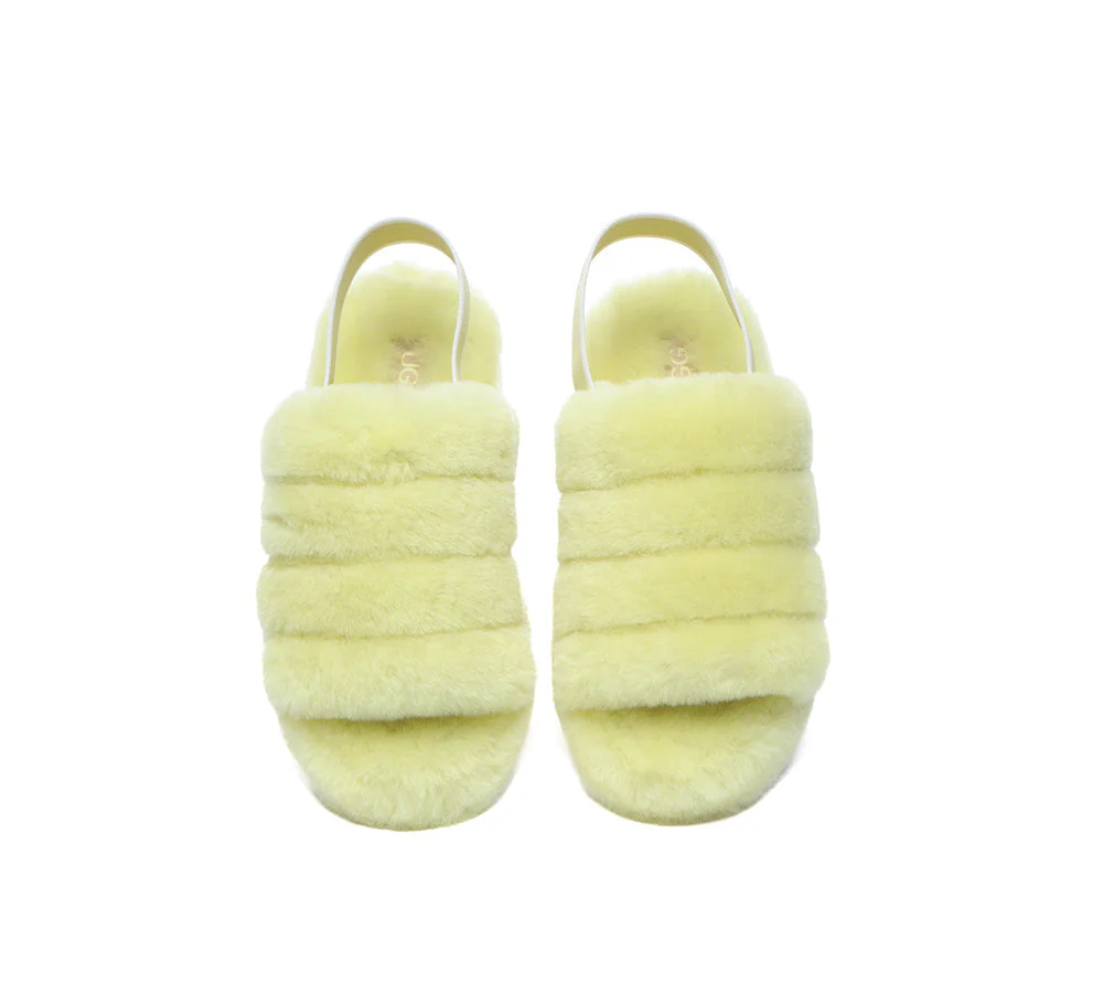 Women Fluffy Slide Sheepskin Wool Nonslip Sandals Puffy - Image 31