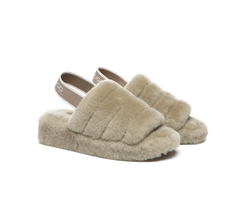 Women Fluffy Slide Sheepskin Wool Nonslip Sandals Puffy - Image 33