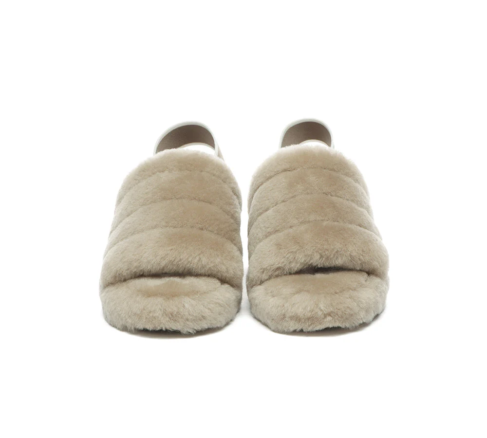 Women Fluffy Slide Sheepskin Wool Nonslip Sandals Puffy - Image 39