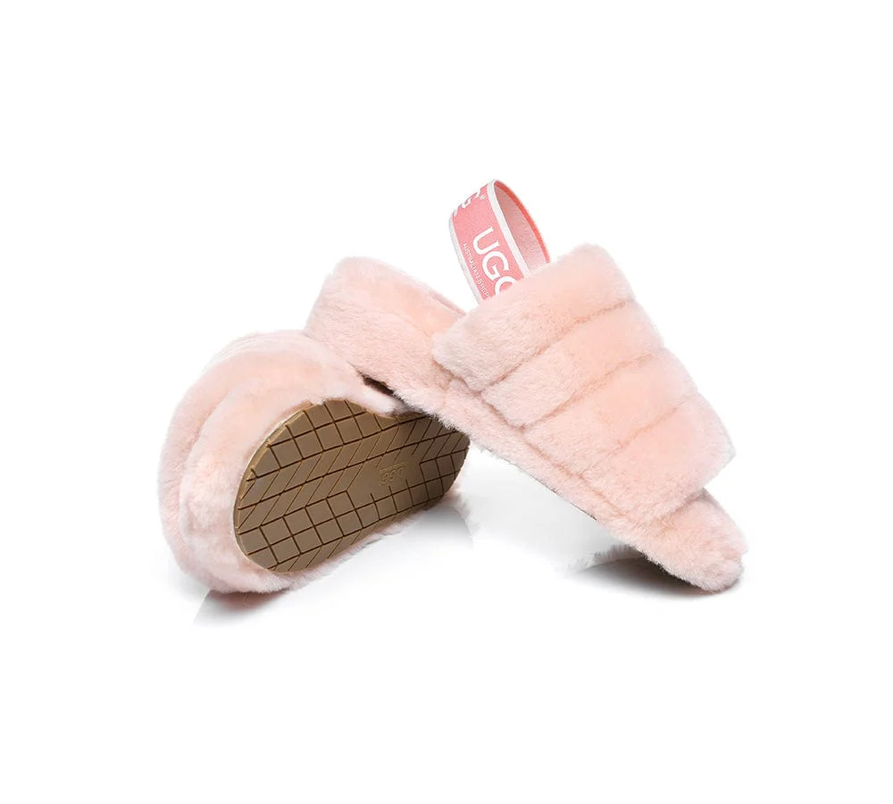 Women Fluffy Slide Sheepskin Wool Nonslip Sandals Puffy - Image 4