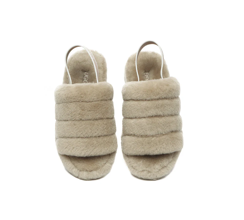 Women Fluffy Slide Sheepskin Wool Nonslip Sandals Puffy - Image 42