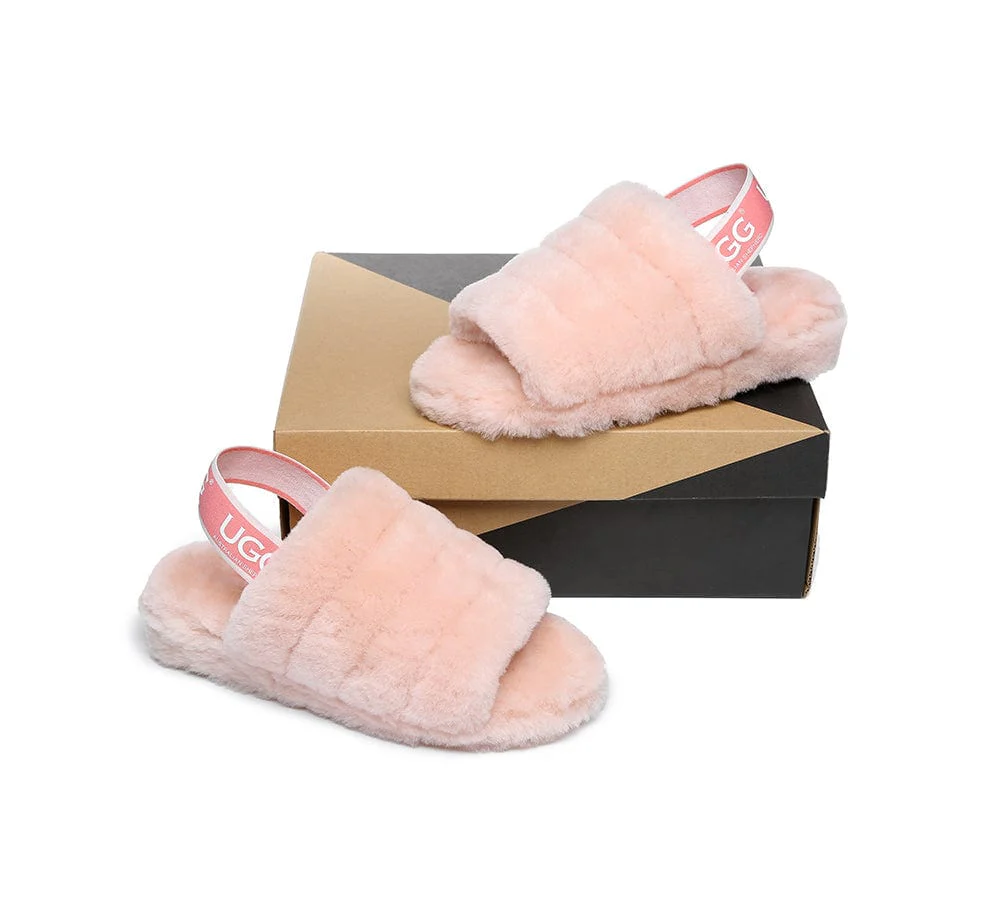 Women Fluffy Slide Sheepskin Wool Nonslip Sandals Puffy - Image 5