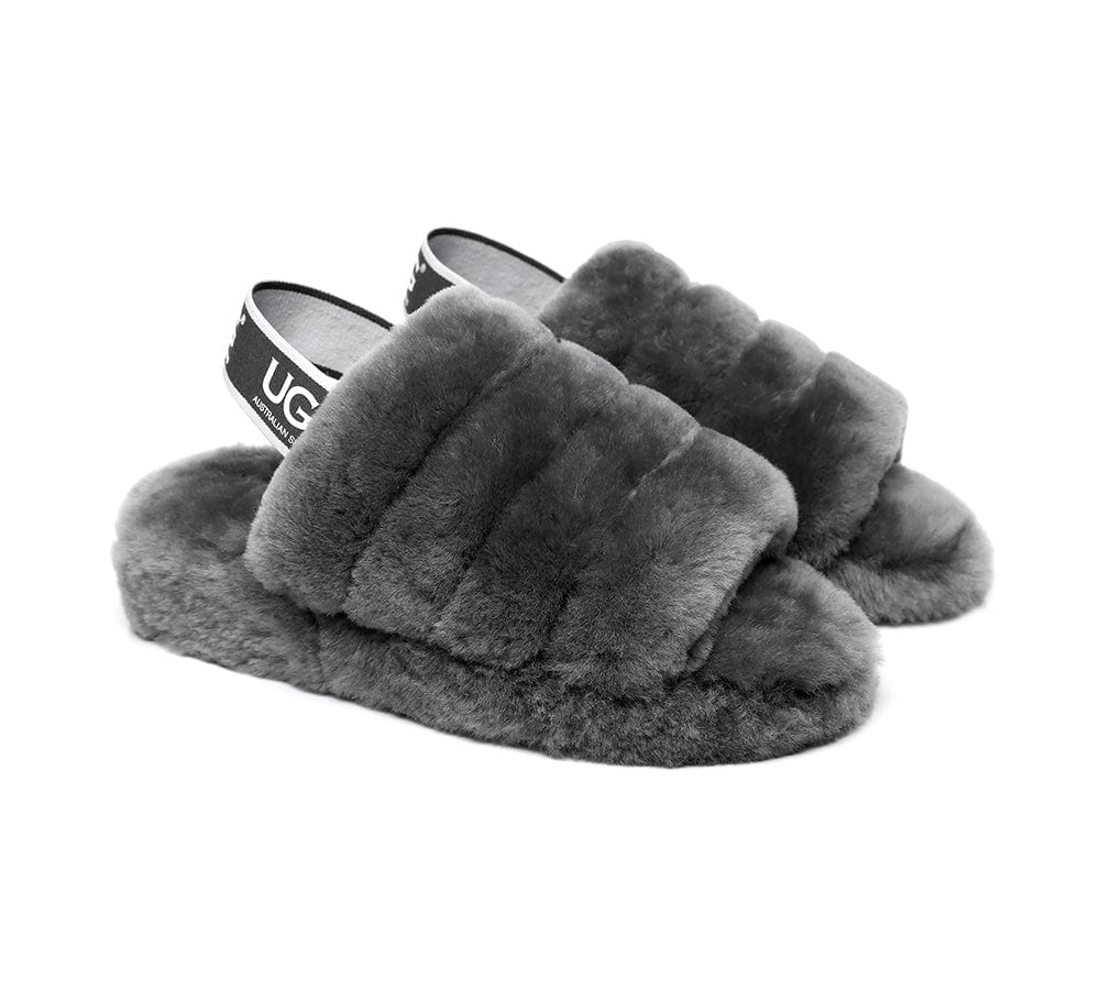 Women Fluffy Slide Sheepskin Wool Nonslip Sandals Puffy - Image 9