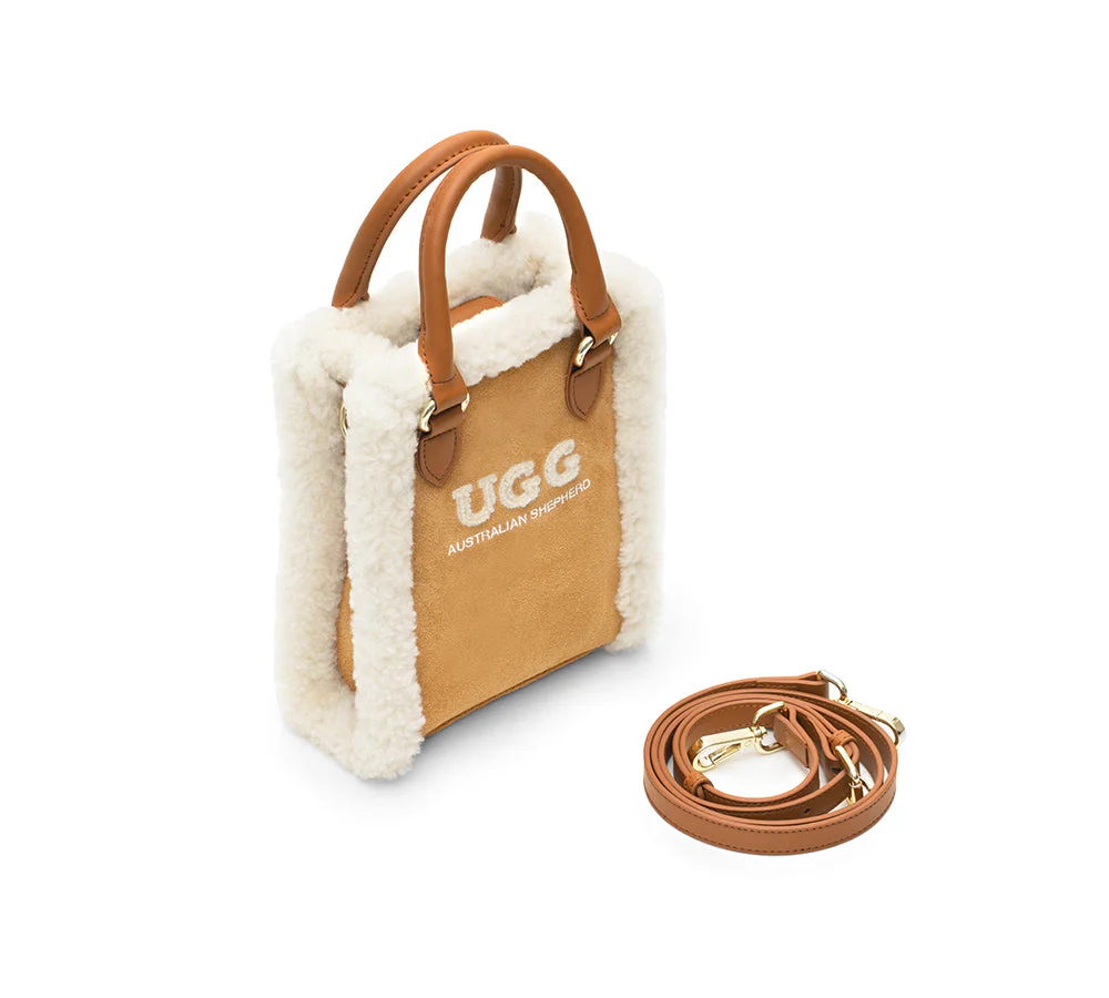 Women Fluffy Wool Adjustable Strap Over Shoulder Charlie Bag - Image 3