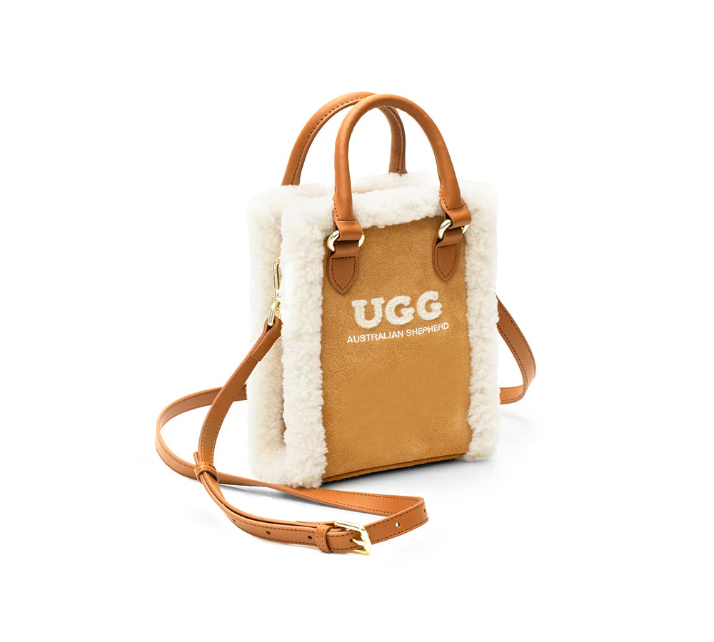 Women Fluffy Wool Adjustable Strap Over Shoulder Charlie Bag - Image 4
