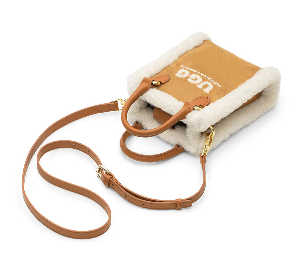 Women Fluffy Wool Adjustable Strap Over Shoulder Charlie Bag - Image 6