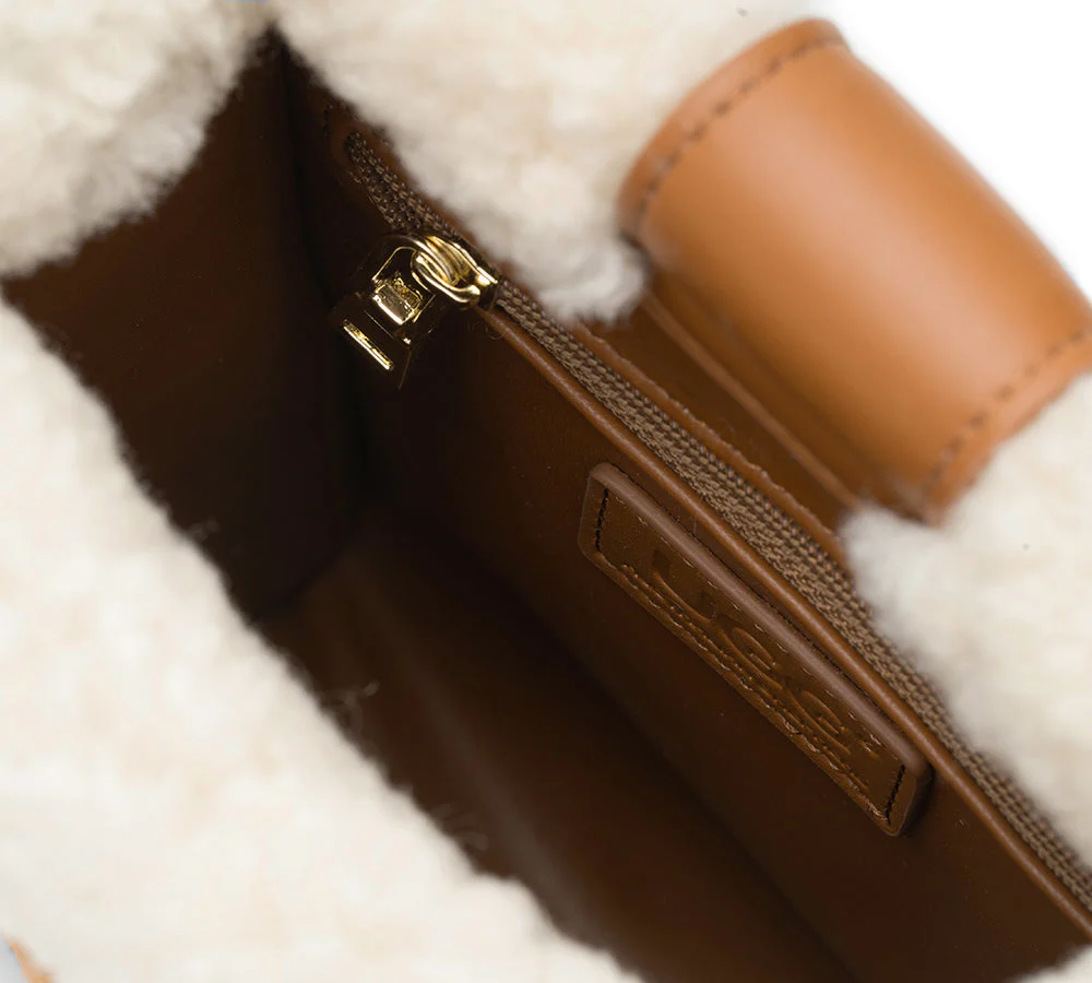 Women Fluffy Wool Adjustable Strap Over Shoulder Charlie Bag - Image 8