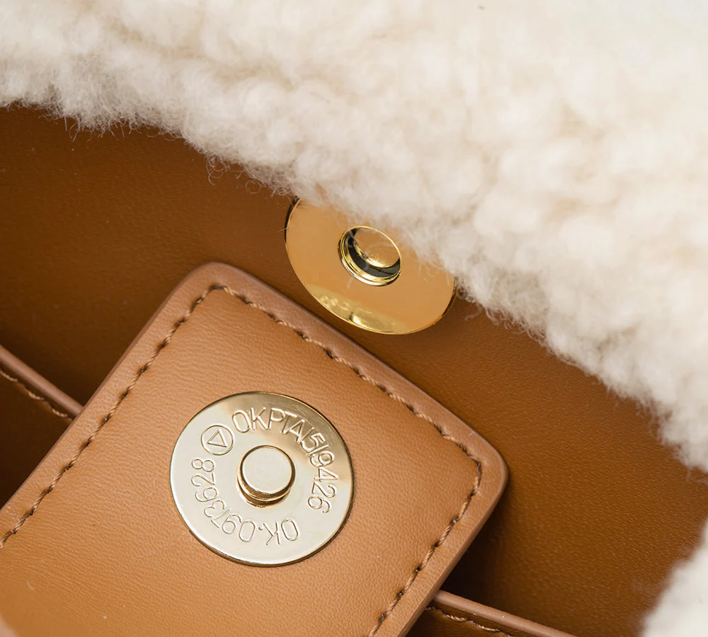 Women Fluffy Wool Adjustable Strap Over Shoulder Charlie Bag - Image 9