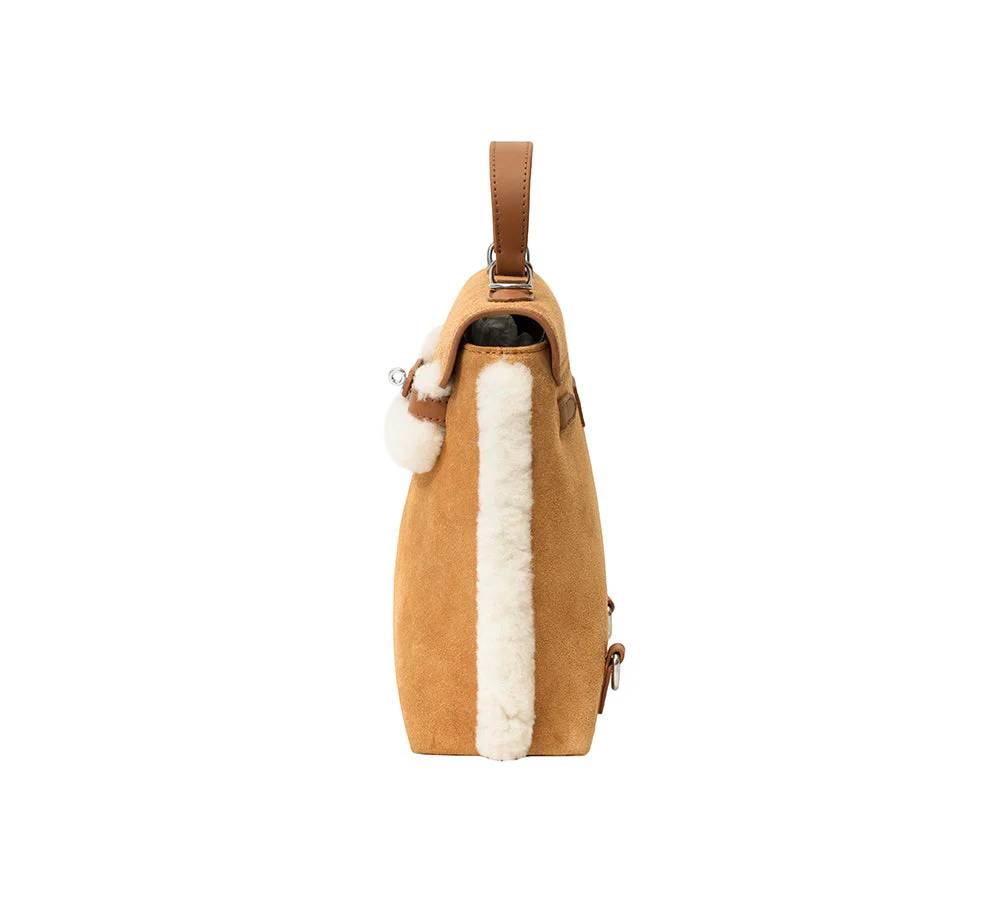Women Fluffy Wool Adjustable Strap Over Shoulder Kenny Bag - Image 6