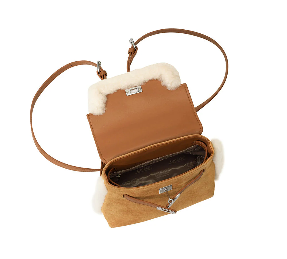 Women Fluffy Wool Adjustable Strap Over Shoulder Kenny Bag - Image 9