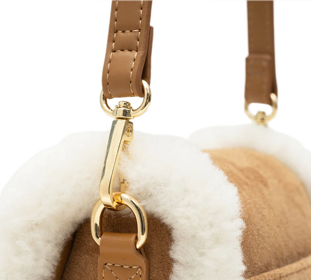 Women Fluffy Wool Adjustable Strap Over Shoulder Messenger Bag - Image 8