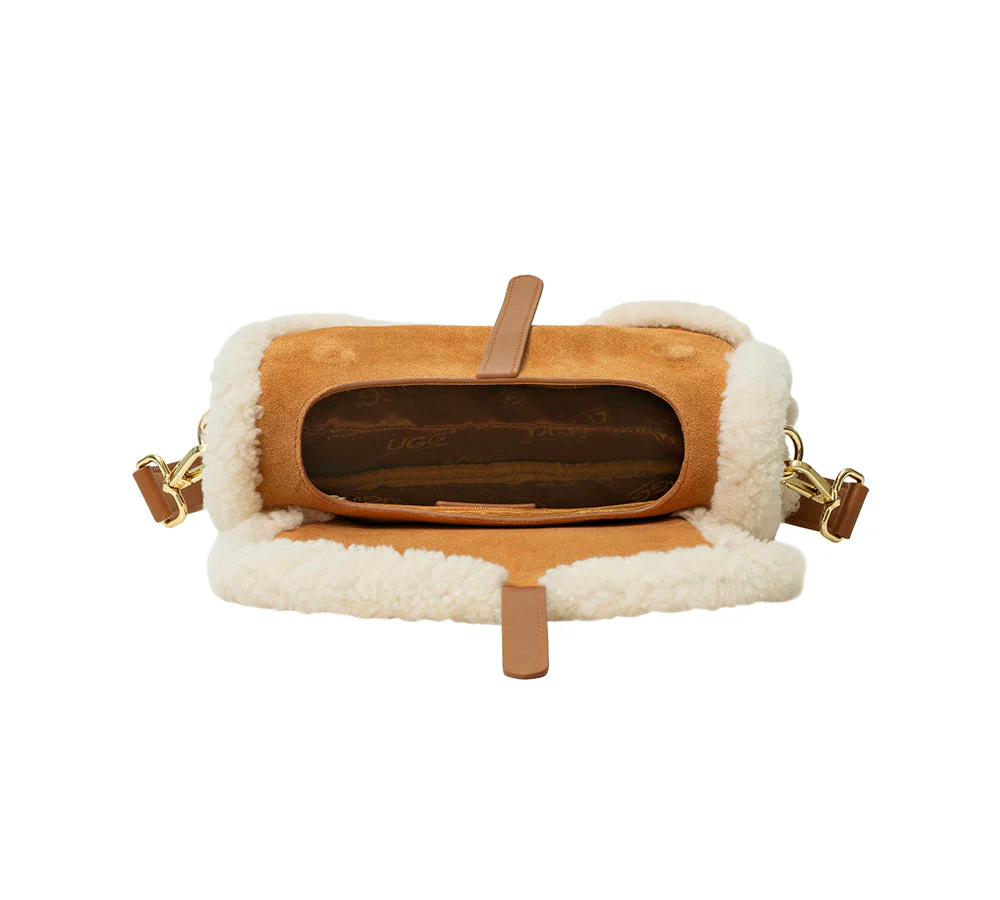 Women Fluffy Wool Adjustable Strap Over Shoulder Saddle Bag - Image 10