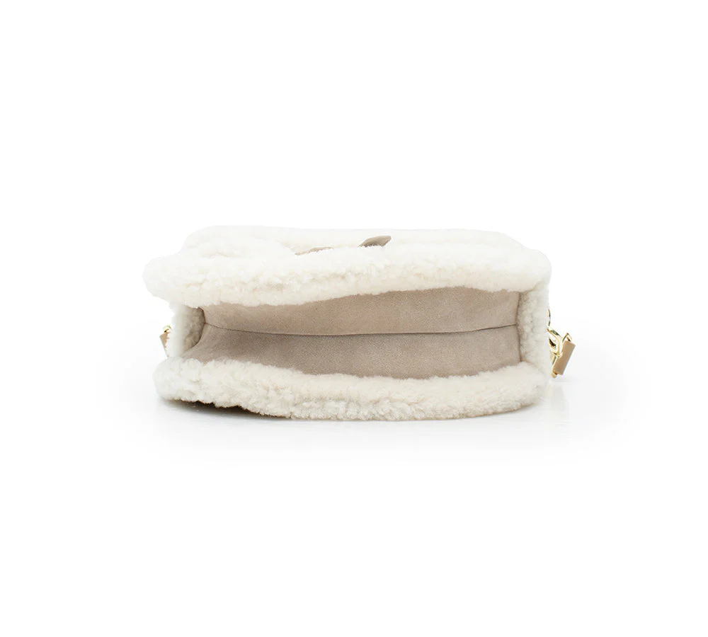 Women Fluffy Wool Adjustable Strap Over Shoulder Saddle Bag - Image 14