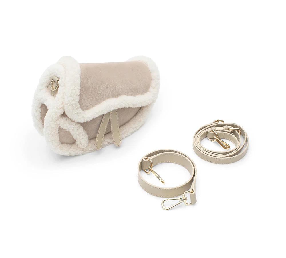 Women Fluffy Wool Adjustable Strap Over Shoulder Saddle Bag - Image 15