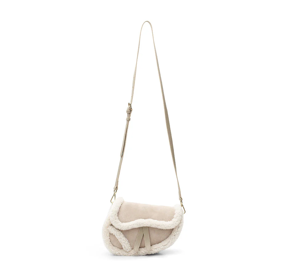Women Fluffy Wool Adjustable Strap Over Shoulder Saddle Bag - Image 16