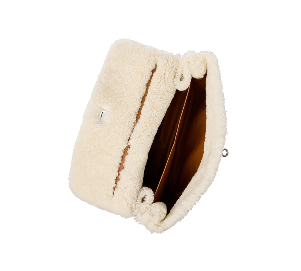 Women Fluffy Wool Adjustable Strap Over Shoulder Tote Bag Duwel - Image 10