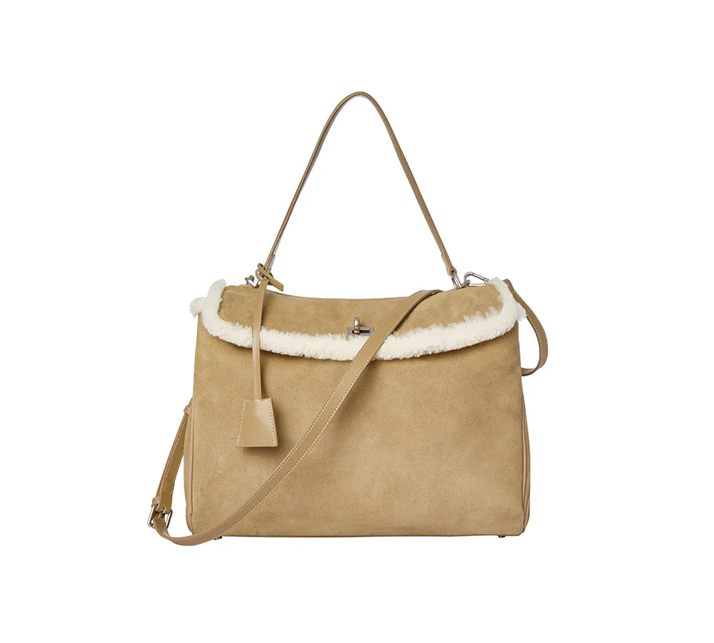 Women Fluffy Wool Adjustable Strap Over Shoulder Tote Bag Duwel - Image 15