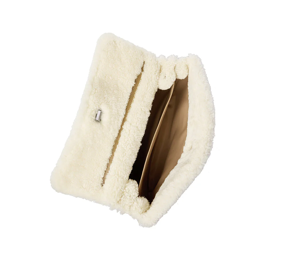 Women Fluffy Wool Adjustable Strap Over Shoulder Tote Bag Duwel - Image 20