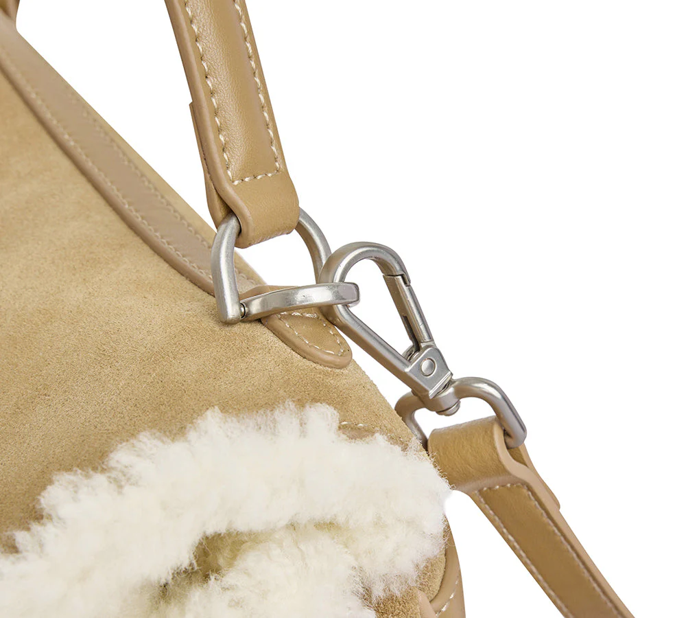 Women Fluffy Wool Adjustable Strap Over Shoulder Tote Bag Duwel - Image 24