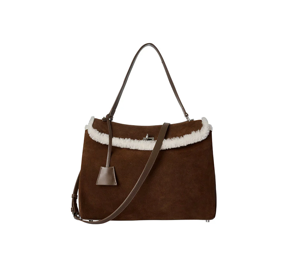 Women Fluffy Wool Adjustable Strap Over Shoulder Tote Bag Duwel - Image 25