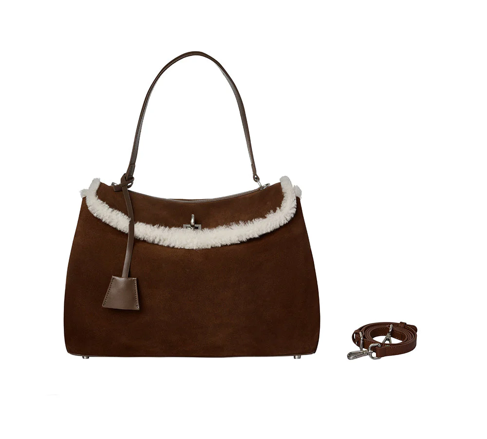 Women Fluffy Wool Adjustable Strap Over Shoulder Tote Bag Duwel - Image 26