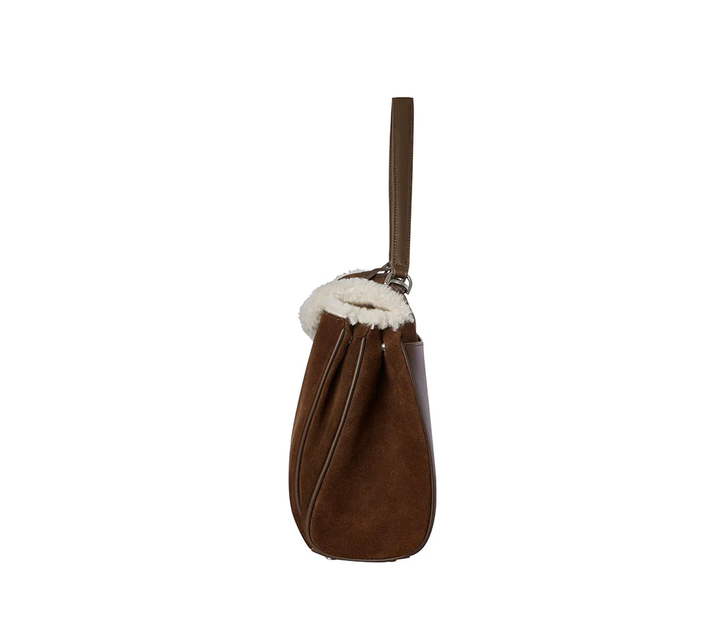 Women Fluffy Wool Adjustable Strap Over Shoulder Tote Bag Duwel - Image 27