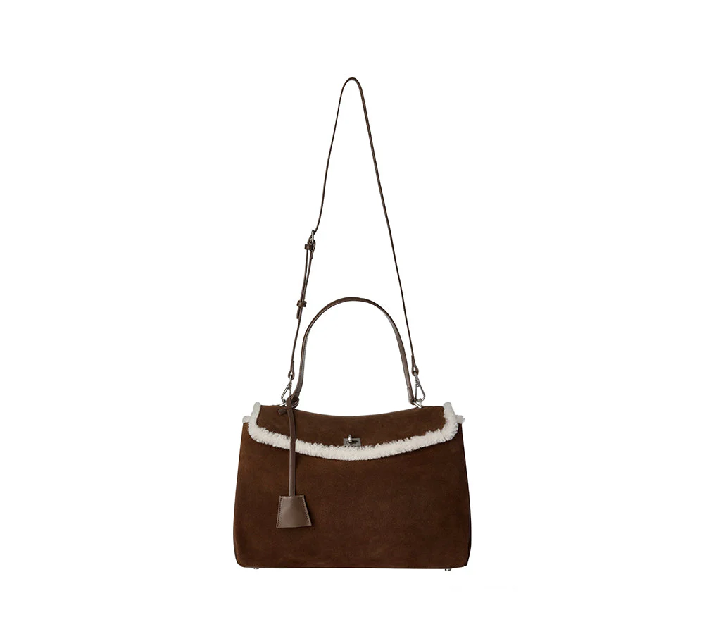 Women Fluffy Wool Adjustable Strap Over Shoulder Tote Bag Duwel - Image 29