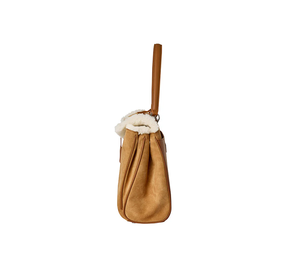 Women Fluffy Wool Adjustable Strap Over Shoulder Tote Bag Duwel - Image 7