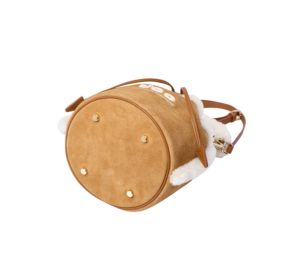 Women Fluffy Wool Drawstring Over Shoulder Bucket Bag Ambrelle - Image 6