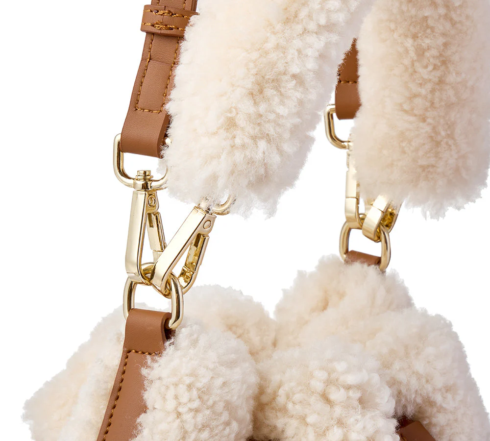 Women Fluffy Wool Drawstring Over Shoulder Bucket Bag Ambrelle - Image 7