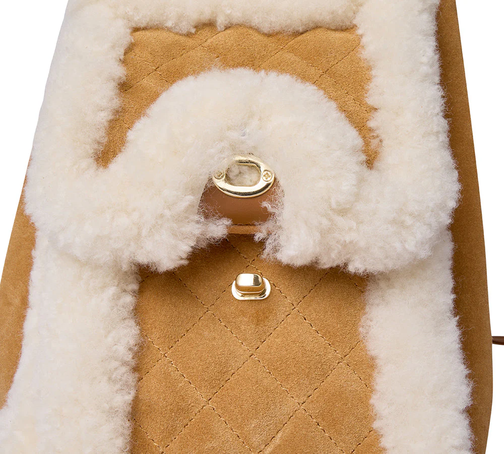 Women Fluffy Wool Over Shoulder Tote Bag Maple - Image 8