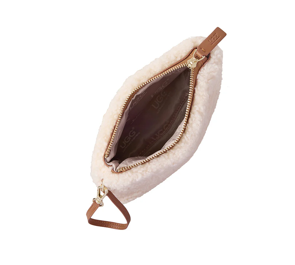 Women Fluffy Wool Pouch Wristlet Bag Wooly - Image 5