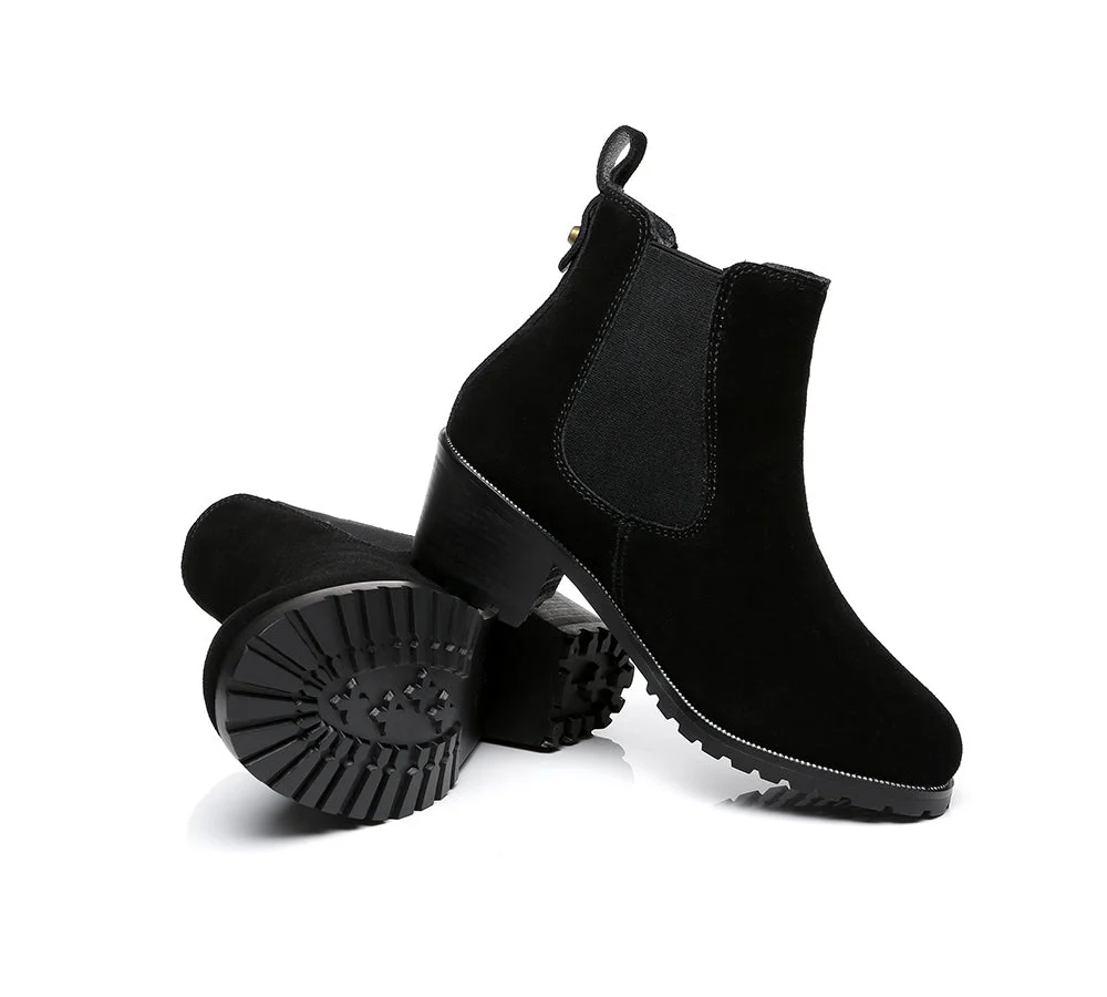 Women Heels Sheepskin Wool Block Heel Boots Sylvia - Image 10