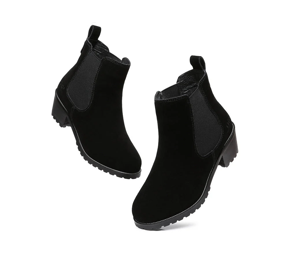 Women Heels Sheepskin Wool Block Heel Boots Sylvia - Image 12