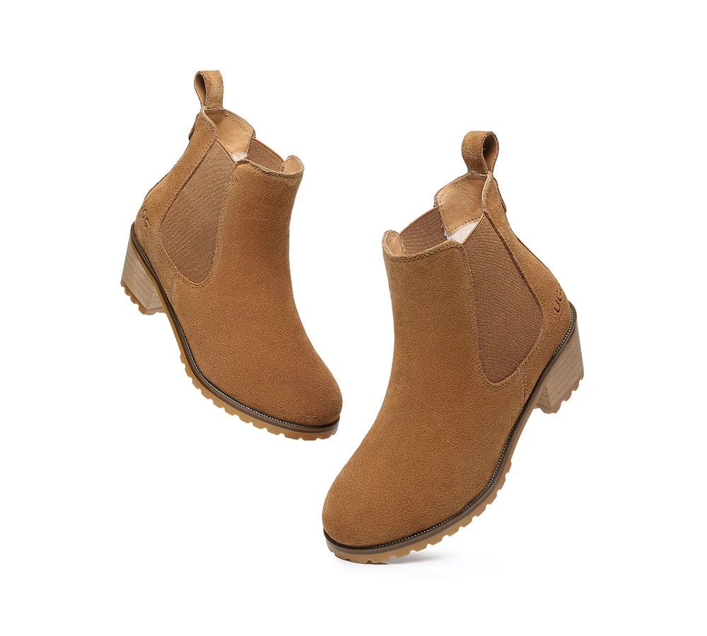 Women Heels Sheepskin Wool Block Heel Boots Sylvia - Image 6