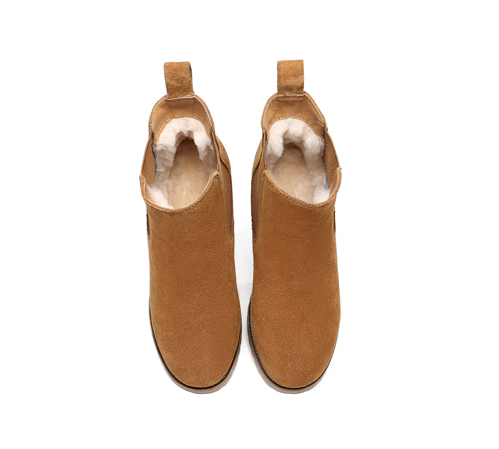 Women Heels Sheepskin Wool Block Heel Boots Sylvia - Image 7