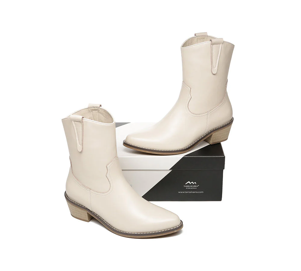Women Leather Boots Claudia Mid Calf Pointed Toe - Image 3