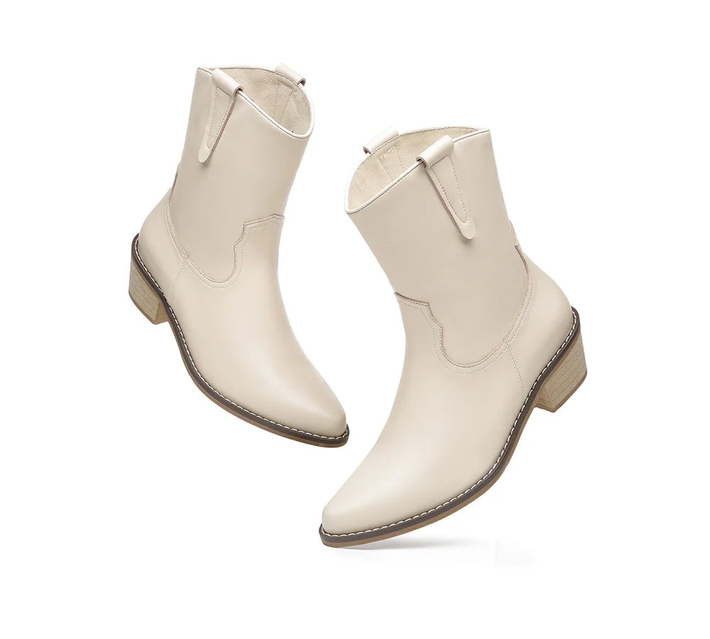 Women Leather Boots Claudia Mid Calf Pointed Toe - Image 6