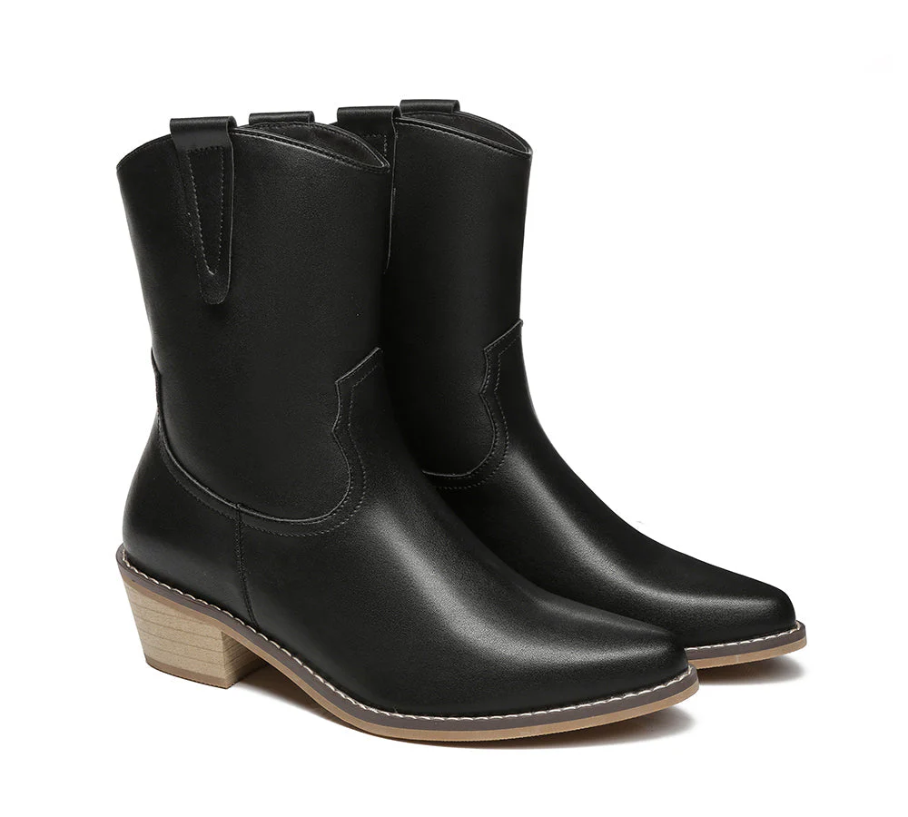 Women Leather Boots Claudia Mid Calf Pointed Toe - Image 9