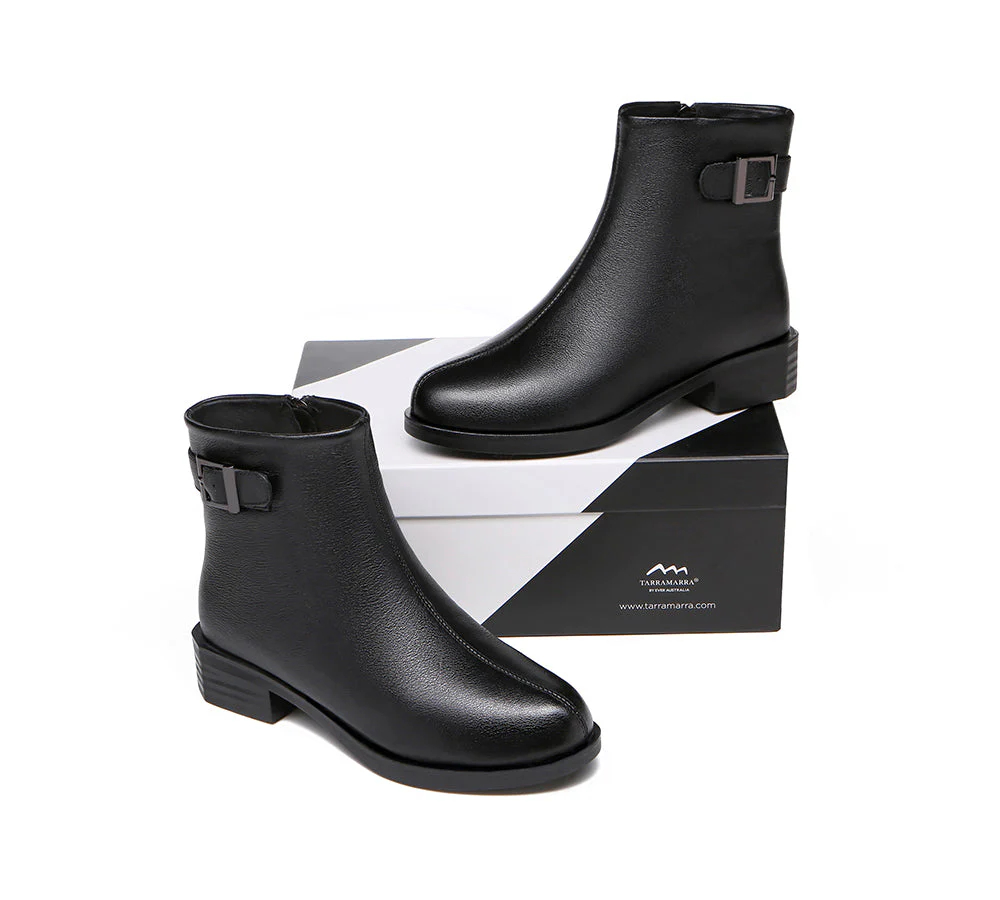 Women Leather Boots Pointed Toe Buckled Chelsea Boots Ivana - Image 4