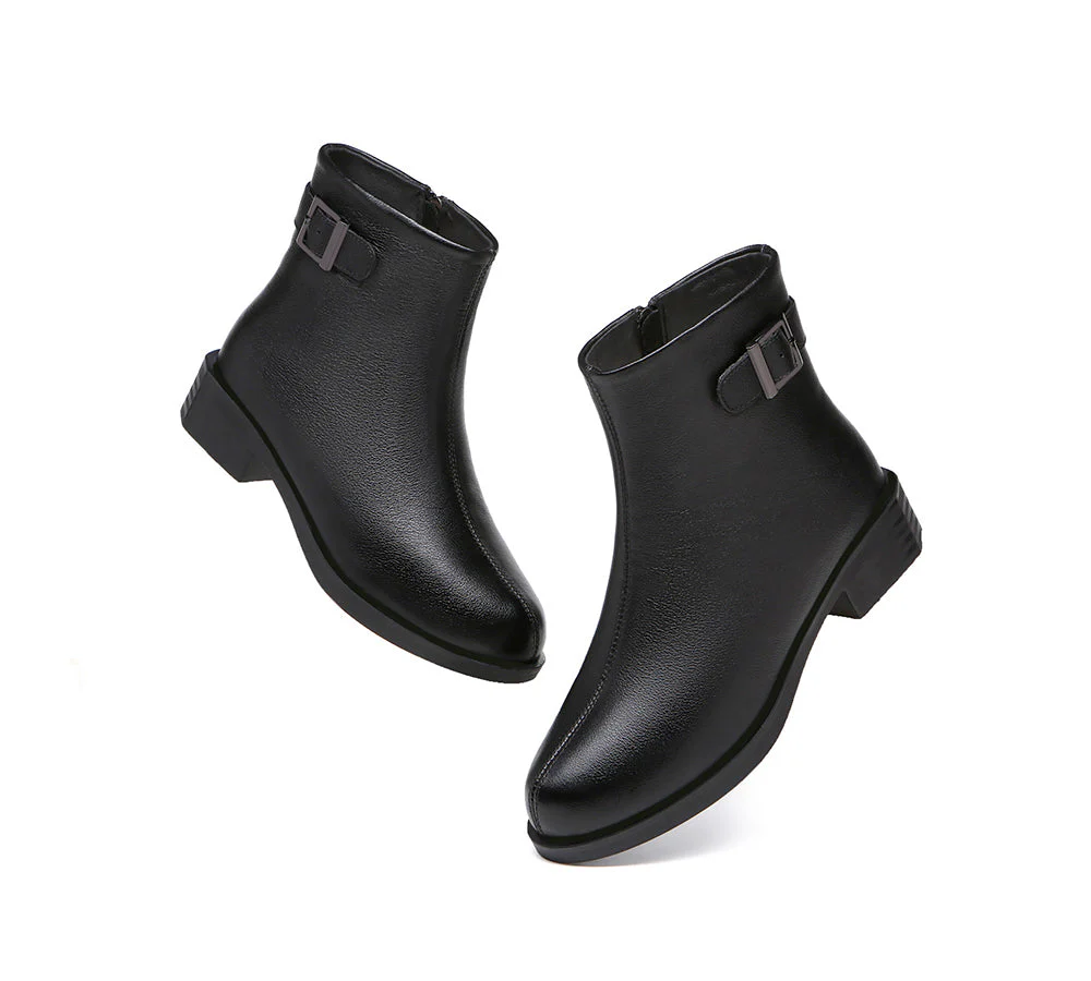 Women Leather Boots Pointed Toe Buckled Chelsea Boots Ivana - Image 5