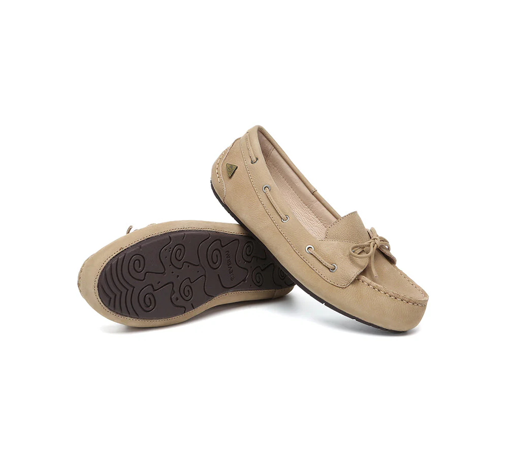 Women Leather Bow Casual Loafers Summer Moccasins Monty - Image 4
