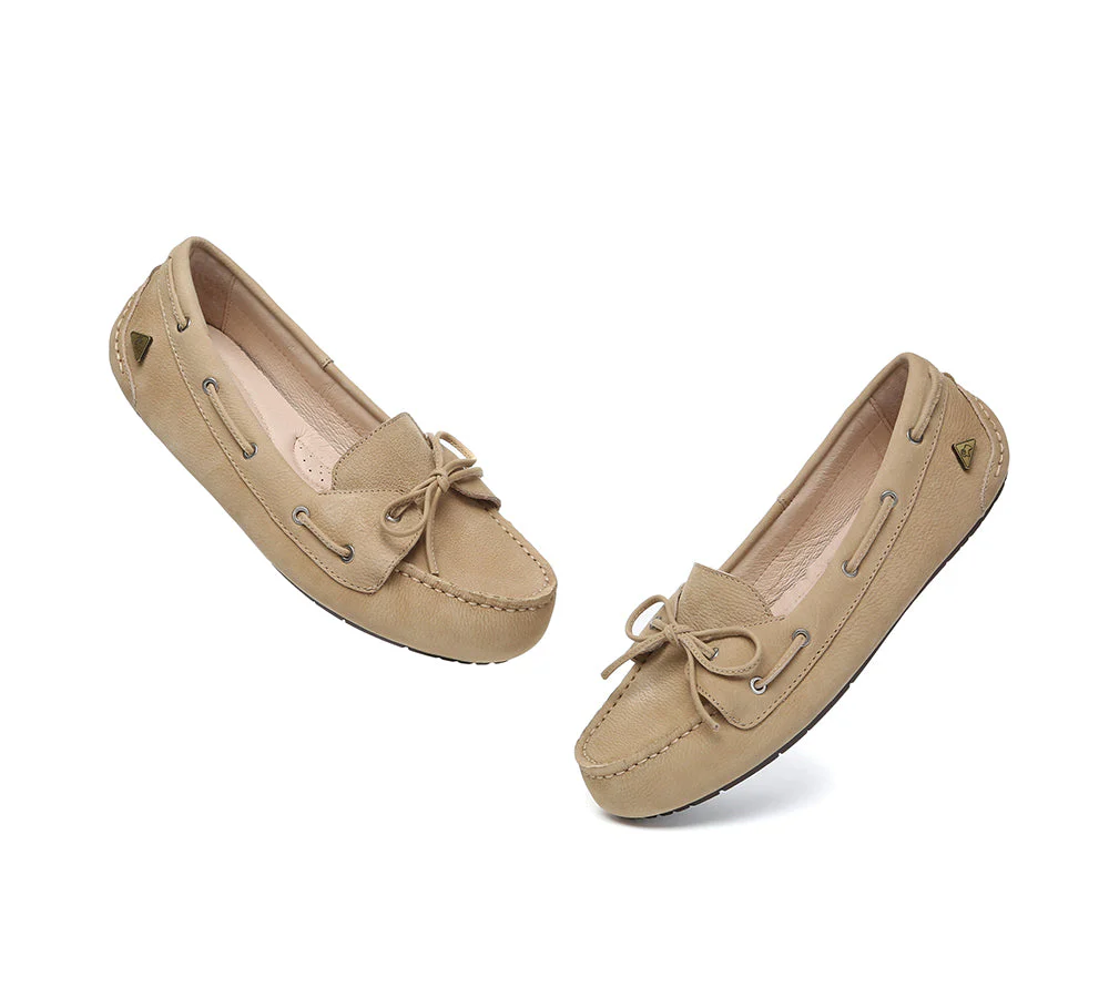 Women Leather Bow Casual Loafers Summer Moccasins Monty - Image 6