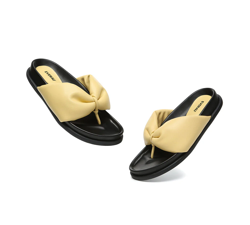 Women Leather Bow Thong Summer Sandals Bubble - Image 12