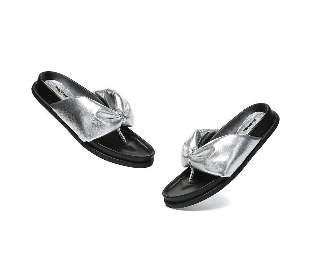 Women Leather Bow Thong Summer Sandals Bubble - Image 18