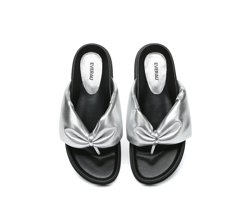 Women Leather Bow Thong Summer Sandals Bubble - Image 19