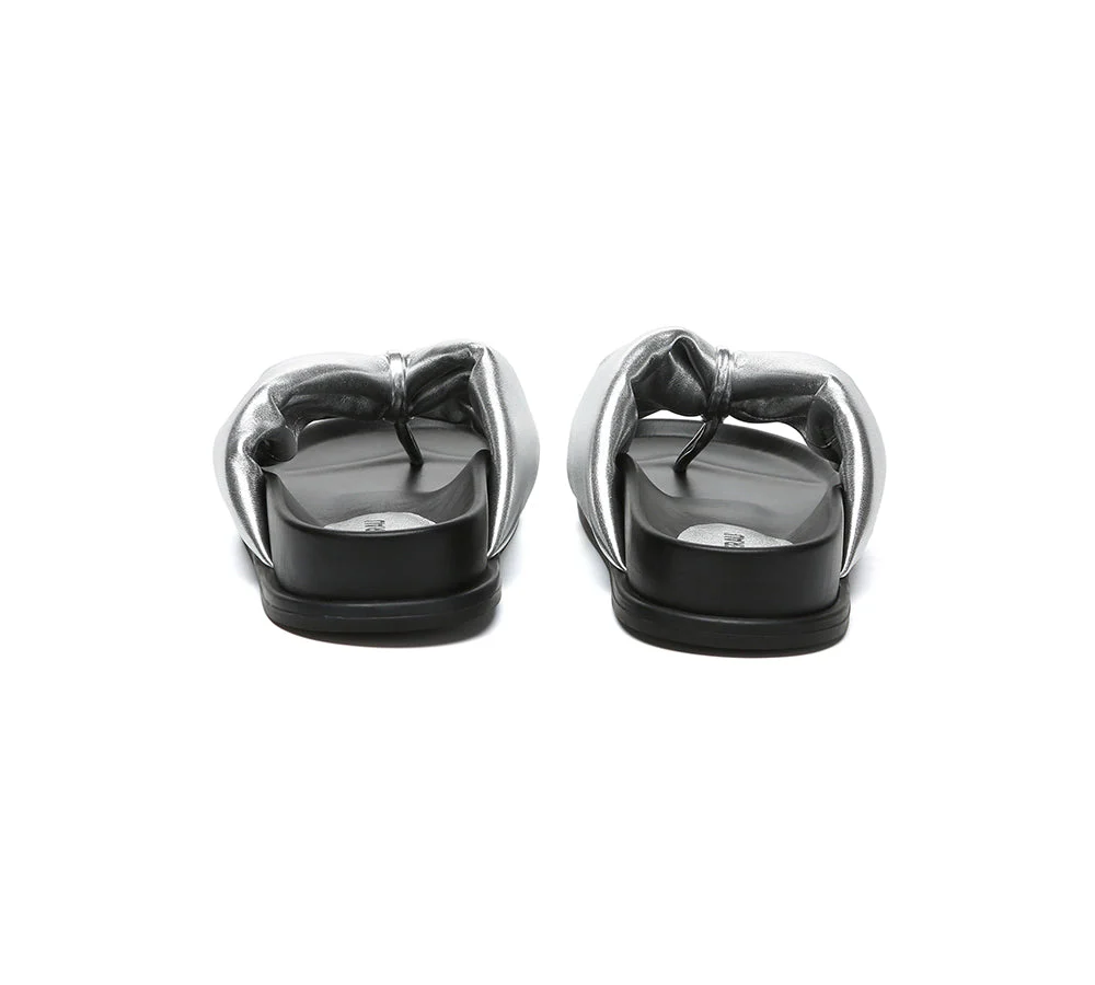 Women Leather Bow Thong Summer Sandals Bubble - Image 20
