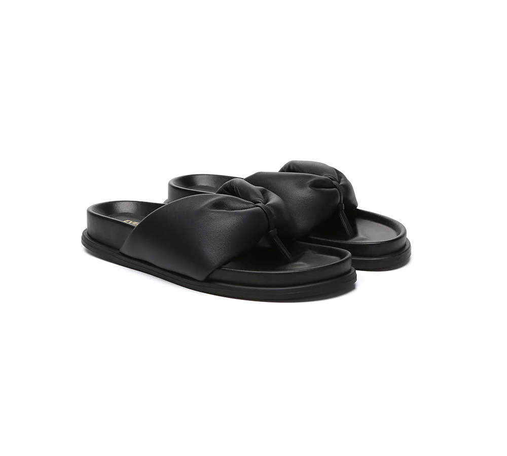 Women Leather Bow Thong Summer Sandals Bubble - Image 21
