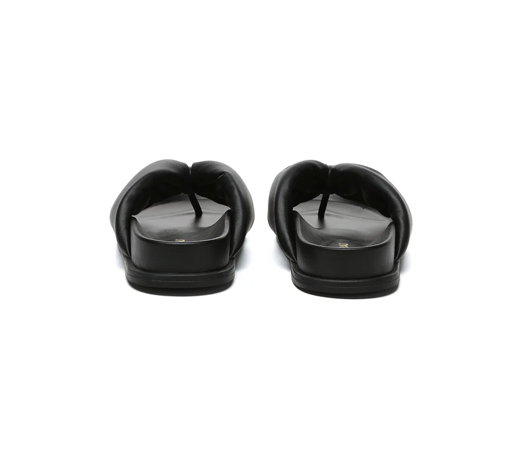 Women Leather Bow Thong Summer Sandals Bubble - Image 26